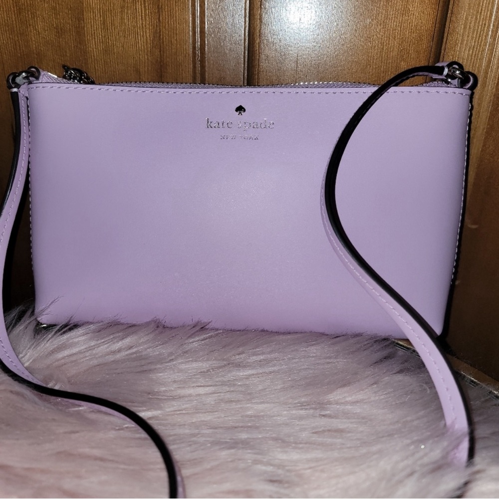 NWT KATE SPADE CROSSBODY AMY LAVENDER LEATHER GOLD HARDWARE TASSEL ZIPPER PULL